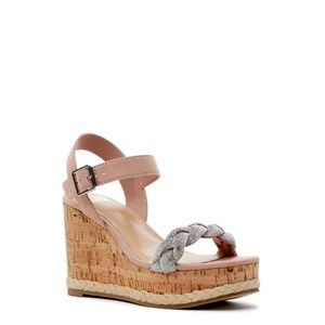 Women's Braided Rhinestone Wedge Sandal